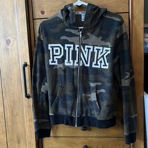 PINK black camouflage zip hoodie